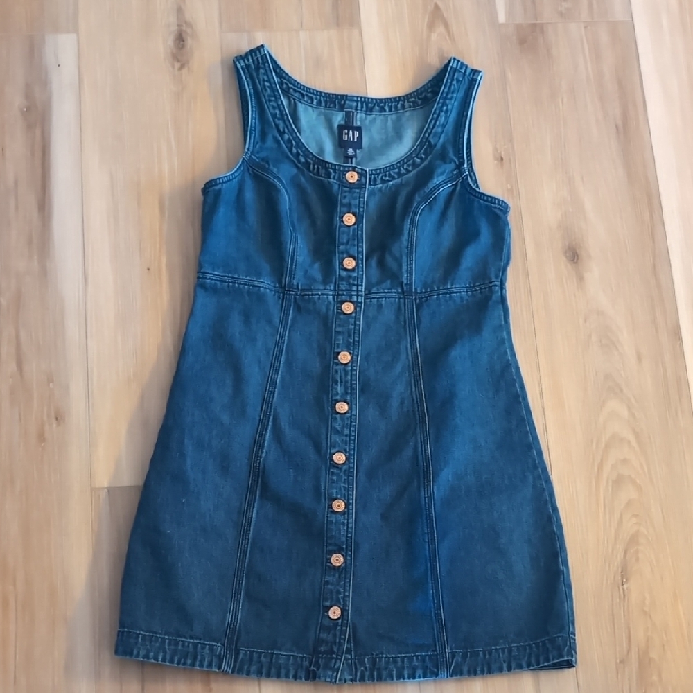 GAP Denim Button-Down Jean Jumper Dress
